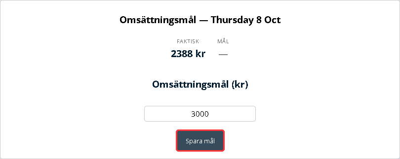 Rutan för att sätta ett omsättningsmål för en dag