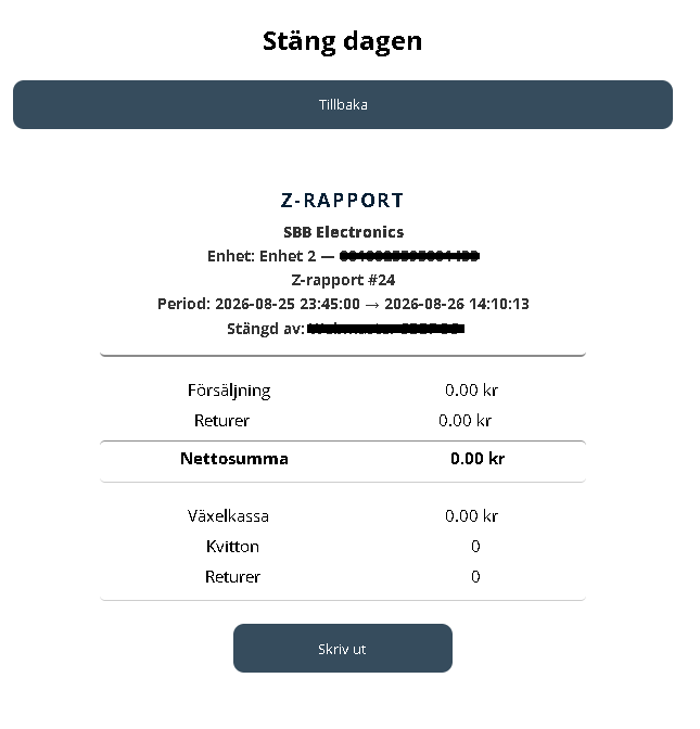 Stäng dagen